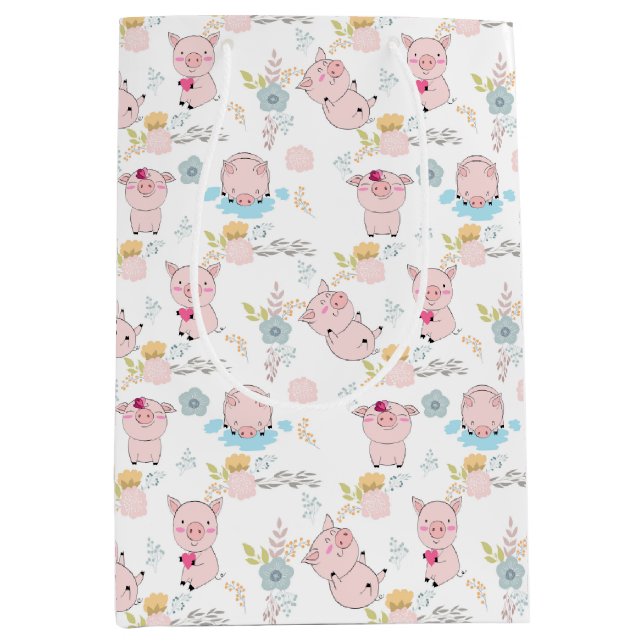 Niedliche Schweine Mittlere Geschenktüte (Vorderseite)