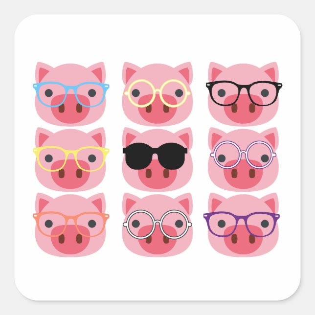 Niedliche Schweine Quadratischer Aufkleber (Vorderseite)