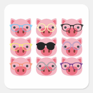 Niedliche Schweine Quadratischer Aufkleber