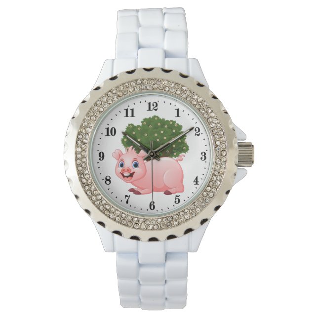 niedliche Schweine Tierbeobachtung Armbanduhr (Vorderseite)