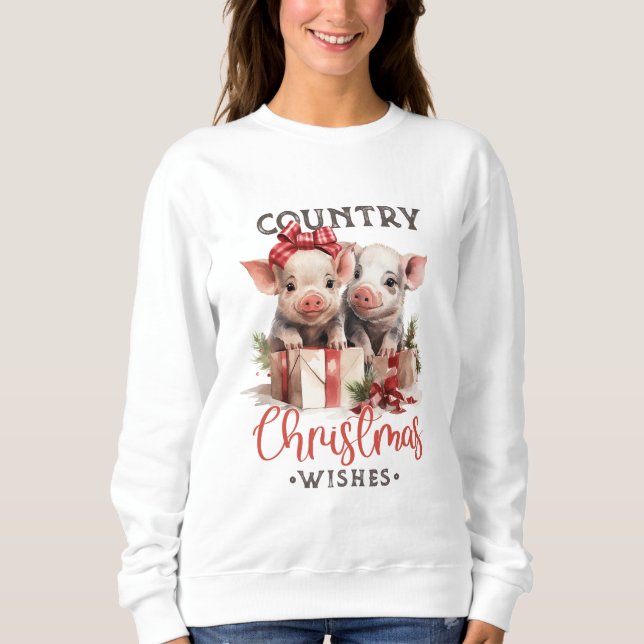Niedliche Schweine Weihnachten Sweatshirt (Vorderseite)