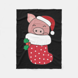 Niedliche Schweine zu Weihnachten Strumpf für Weih Fleecedecke