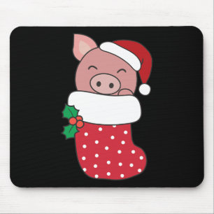 Niedliche Schweine zu Weihnachten Strumpf für Weih Mousepad