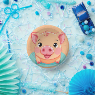 Niedliche Schweinefest Safari Wilder Dschungel Geb Pappteller