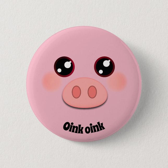 Niedliche Schweinefläche Button (Vorderseite)
