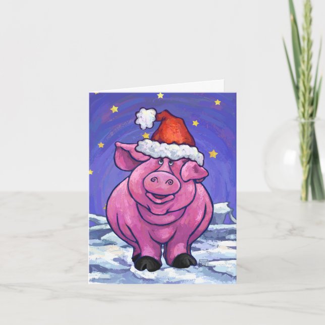 Niedliche Schweinefleischkarte Feiertagskarte (Vorderseite)