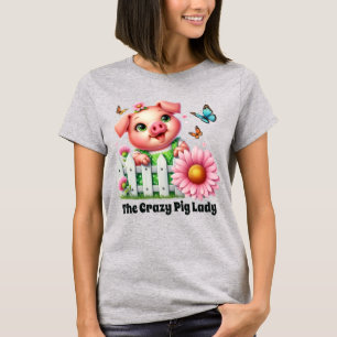 Niedliche Schweinefrau fügt Text hinzu T-Shirt
