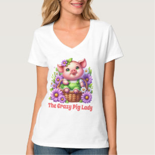 Niedliche Schweinefrau fügt Text hinzu T-Shirt