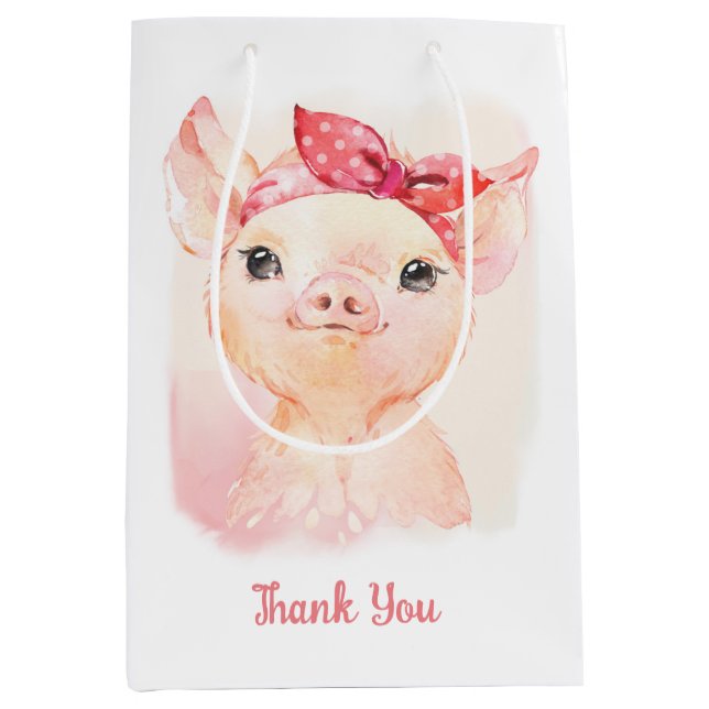 Niedliche Schweinegengeschenktaschen Mittlere Geschenktüte (Vorderseite)