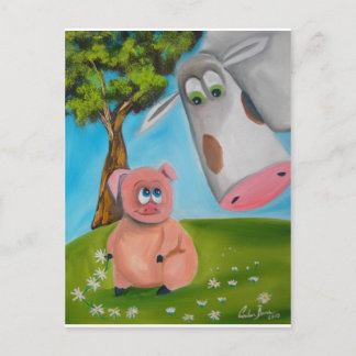niedliche Schweinekette Postkarte