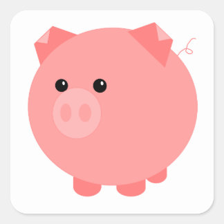Niedliche Schweinekleber Quadratischer Aufkleber