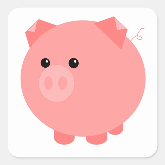 Niedliche Schweinekleber Quadratischer Aufkleber (Vorderseite)
