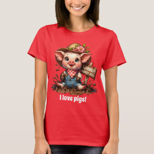 Niedliche Schweineliebhaber fügen Text hinzu T-Shirt