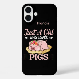 Niedliche Schweineliebhaber Wortkunst iPhone 16 Plus Hülle