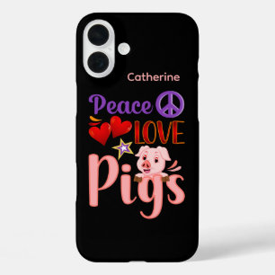 Niedliche Schweineliebhaber Wortkunst iPhone 16 Plus Hülle