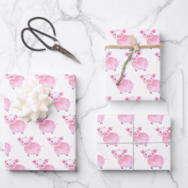 Niedliche Schweinewaschpapier Geschenkpapier Set