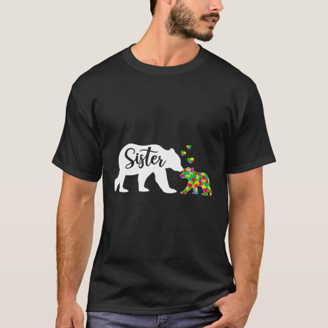 Niedliche Schwester Bärenautismus Sensibilisierung T-Shirt (Vorderseite)