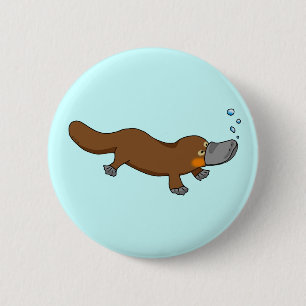 Niedliche Schwimmen Ente-berechnetes platypus Button