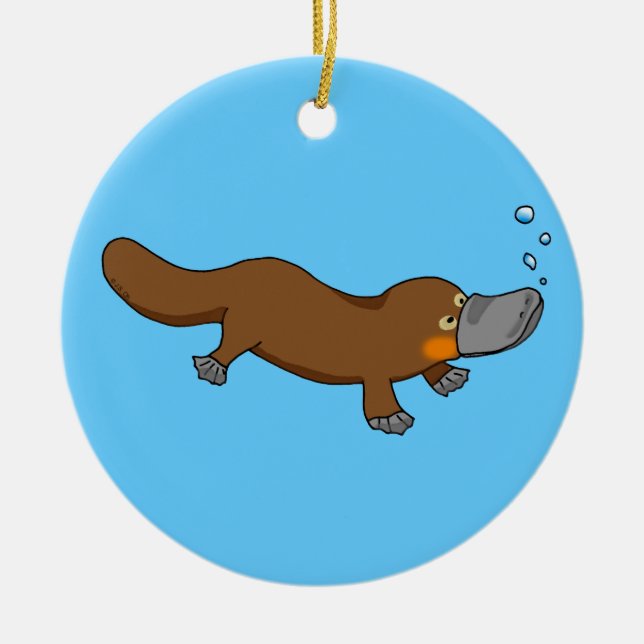 Niedliche Schwimmen Ente-berechnetes platypus Keramik Ornament (Vorne)