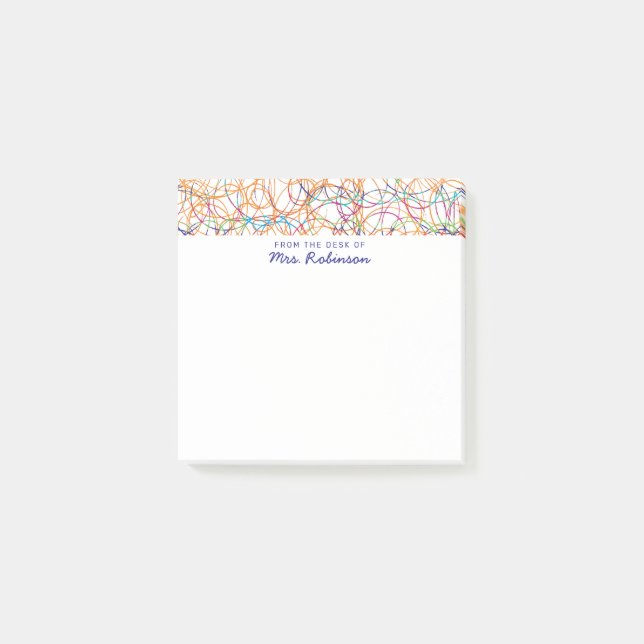 Niedliche Scribbles Lehrer Von der Schreibtisch au Post-it Klebezettel (Vorderseite)