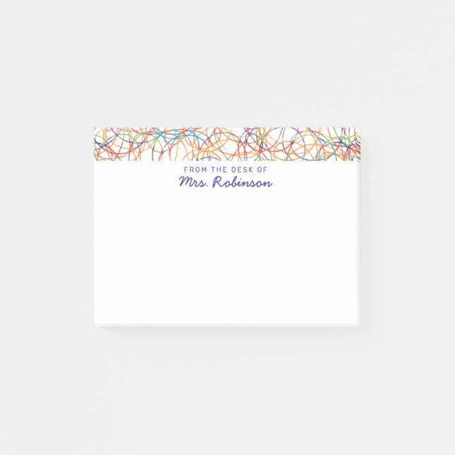 Niedliche Scribbles Lehrer Von der Schreibtisch au Post-it Klebezettel (Vorderseite)