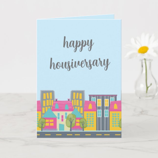 Niedliche Script Happy Housiversary Realtor Card Karte (Kleine Pflanze)
