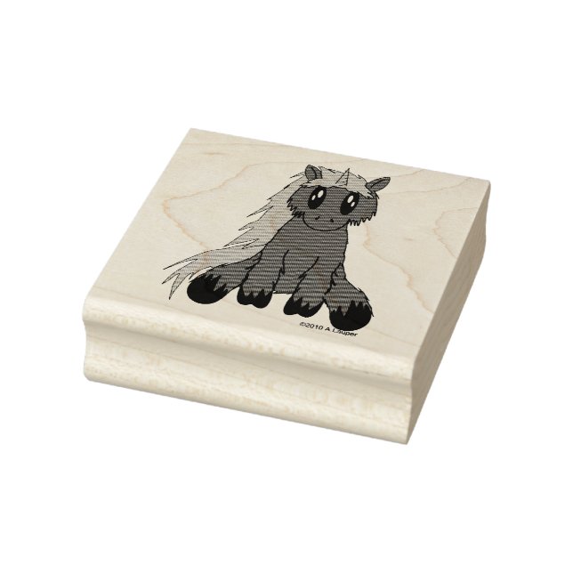 Niedliche Scruffy Unicorn Holzkunstkautschuk Brief Gummistempel (Stempel)