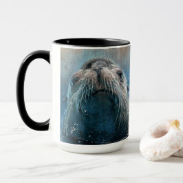 Niedliche Sea Lion Fotografie Wasserfarbe Tasse