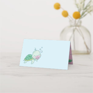 Niedliche Sea Turtle Baby Dusche Pink Girl Platzkarte