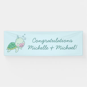 Niedliche Sea Turtle Baby Shower Kawaii Pink Girl Banner