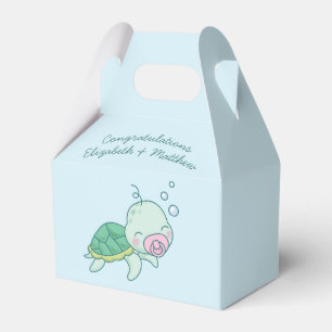 Niedliche Sea Turtle Baby Shower Kawaii Pink Girl Geschenkschachtel