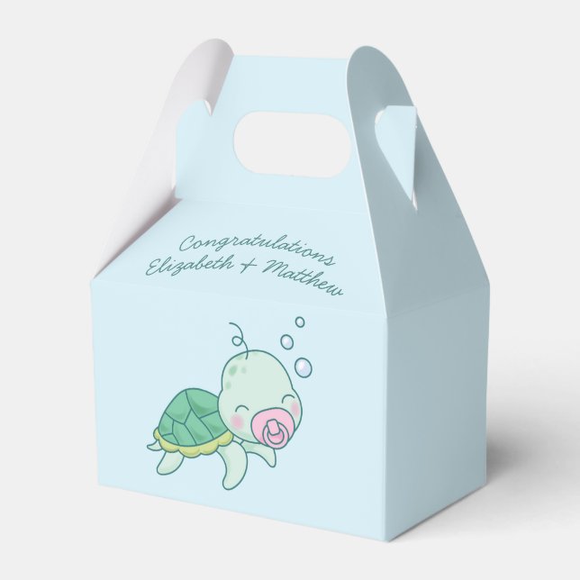 Niedliche Sea Turtle Baby Shower Kawaii Pink Girl Geschenkschachtel (Vorderseite)
