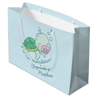 Niedliche Sea Turtle Baby Shower Kawaii Pink Girl Große Geschenktüte