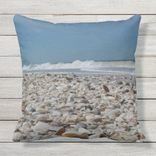 Niedliche Seashells auf dem Strand-Foto-Druck Kissen