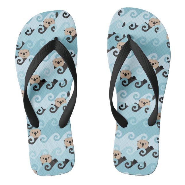 Niedliche Seeotter, welche die Wellen reiten Flip Flops (Fußbett)