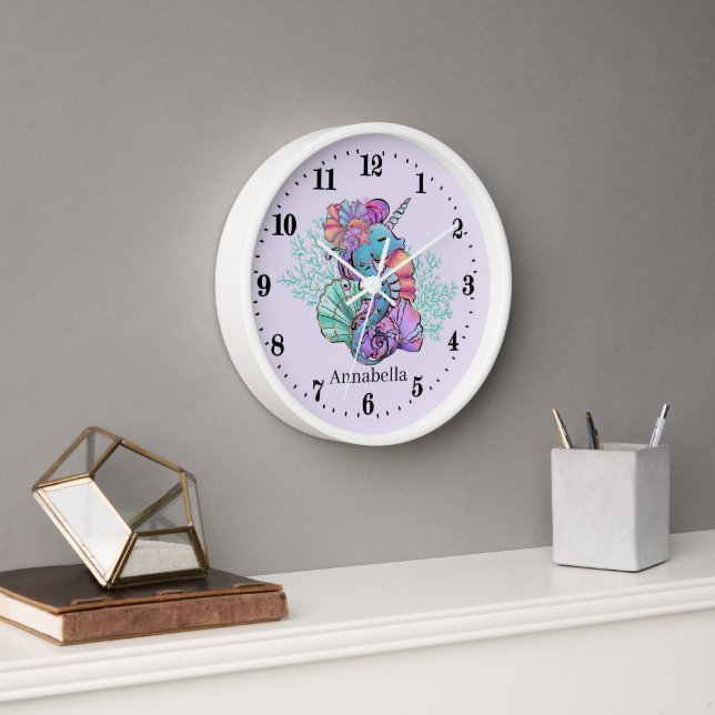 niedliche Seepferd-Liebhaber hinzufügen Uhr (Büro)