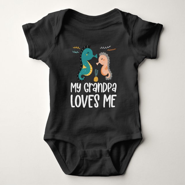 Niedliche Seepferde ⭐ Lieben meines Großvaters Baby Strampler (Vorderseite)