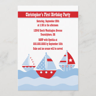 Niedliche Segelboot-Geburtstags-Party Einladung