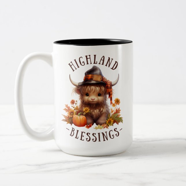 Niedliche Segnungen für den Erntedank der Hochland Zweifarbige Tasse (Links)