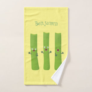 Niedliche Sellerie Sticks Trio Cartoon Gemüse Badhandtuch Set