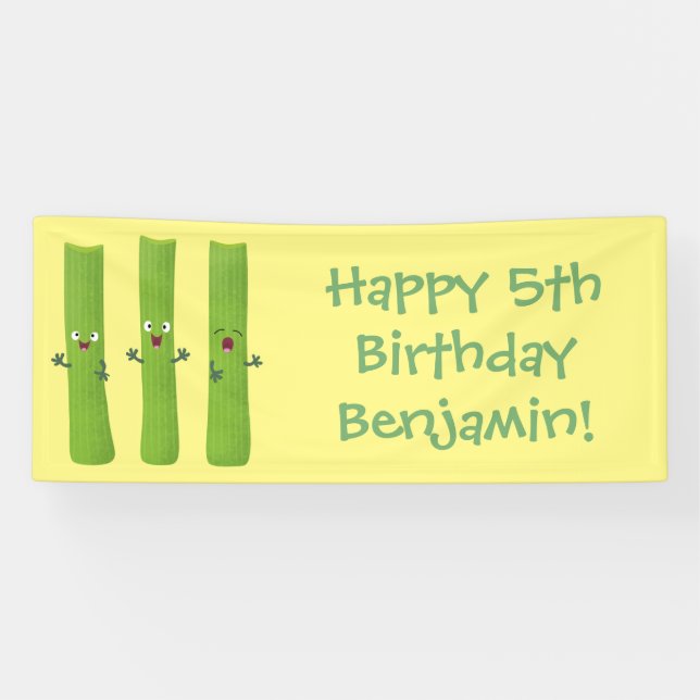 Niedliche Sellerie Sticks Trio Cartoon Gemüse Banner (Horizontal)