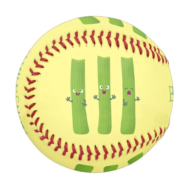 Niedliche Sellerie Sticks Trio Cartoon Gemüse Baseball (Vorderseite Links)