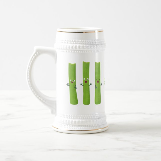 Niedliche Sellerie Sticks Trio Cartoon Gemüse Bierglas (Links)