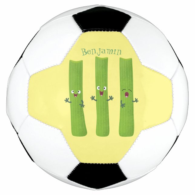 Niedliche Sellerie Sticks Trio Cartoon Gemüse Fußball (Vorderseite)
