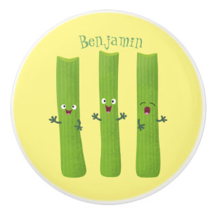 Niedliche Sellerie Sticks Trio Cartoon Gemüse Keramikknauf