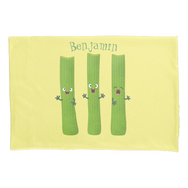 Niedliche Sellerie Sticks Trio Cartoon Gemüse Kissenbezug (Vorderseite)