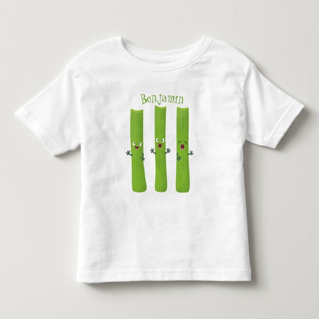 Niedliche Sellerie Sticks Trio Cartoon Gemüse Kleinkind T-shirt (Vorderseite)