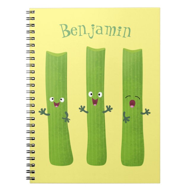 Niedliche Sellerie Sticks Trio Cartoon Gemüse Notizblock (Vorderseite)
