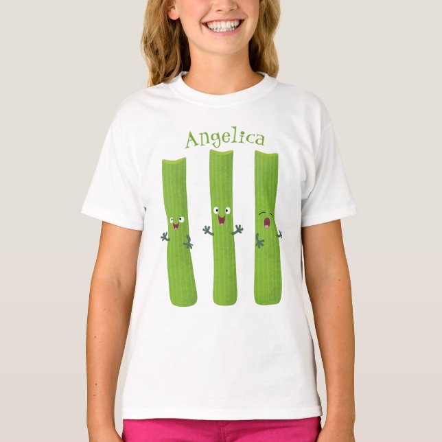 Niedliche Sellerie Sticks Trio Cartoon Gemüse T-Shirt (Vorderseite)