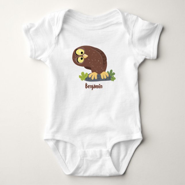 Niedliche, seltsame, lustige Uhu-Cartoon-Illustrat Baby Strampler (Vorderseite)